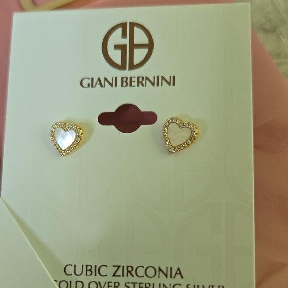 Giani Bernini Gold Heart Necklace and Earrings Set Comes With Pink Notebook - Picture 3 of 6